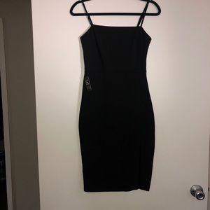 Black midi slit dress